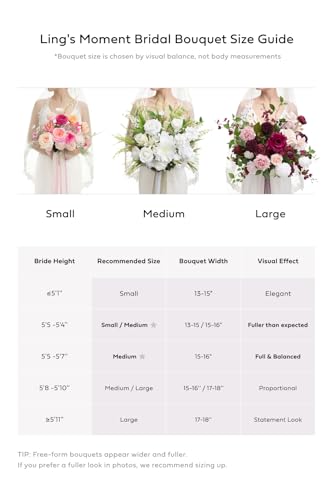 Ling's moment Purple Bridal Bouquet, 15 Inch Lilac Wedding Bouquets for Bride, Silk Free Form Bridal Bouquets for Wedding, Ceremony, Anniversary, etc. - color: Prpl-gold & Lilac, size: Medium 15 Inch