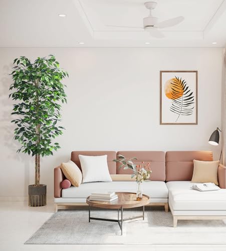 HAIHONG 1Pack 6FT Artificial Ficus Tree with Realistic Leaves and Natural Trunk, Faux Ficus Tree with Sturdy Plastic Nursery Pot, Fake Ficus Tree for Office Home Farmhouse for Indoor Outdoor Decor - color: Ficus Tree, size: 1 Pack 6 ft (0.5 ft Pot)
