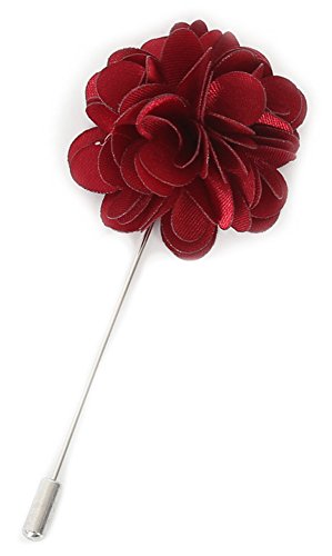 Flairs New York Gentleman's Essentials Premium Handmade Flower Lapel Pin Boutonniere - color: Bordeaux Wine [Camellia]