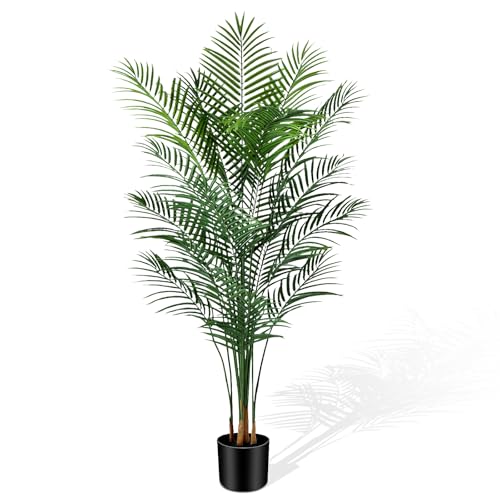 Artificial Palm Tree Indoor 6ft, Large Fake Tropical Areca Palm Tree with 18 Trunks, Faux Dypsis Lutescens Floor Plant in Pot for Indoor Outdoor Home Office Decor & Housewarming Gift - size: 6ft