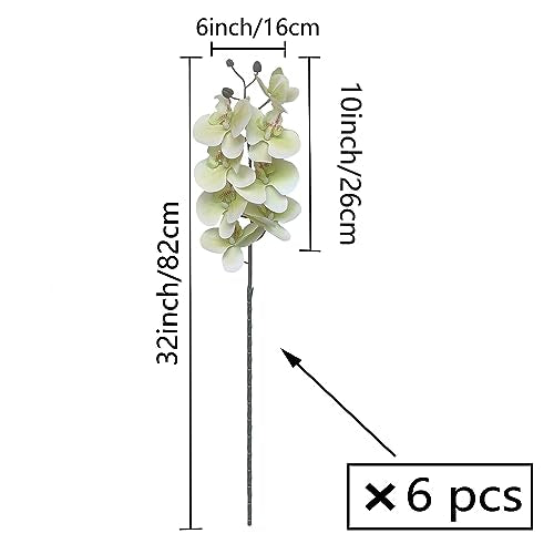 FagusHome 32 Inch Artificial Phalaenopsis Flowers 6 Pcs Artificial Orchid Flowers Stem Plants for Home Décor (Light Green), FH1000143 - color: Light Green