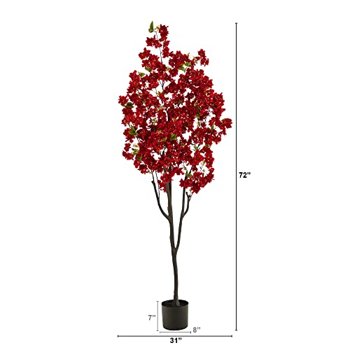 Nearly Natural 6ft. Cherry Blossom Artificial Tree - color: Red