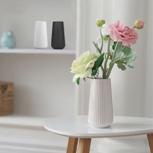 Ceramic Vase, GUKJOB Small Cute Flower Vase for Pampas Grass, Home, Living Room, Dining Table, Farmhouse, Office Decor, Bedroom, Table, and Kitchen Shelf (Yellow Ribbed) - color: Small Yellow Ribbed