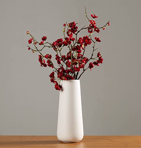 11 Inch Tall Matt White Ceramic Vase for Flowers & Pampas Grass, Classic Rustic Style Decorative Vases for Home Decor Table Centerpieces - color: Matt White