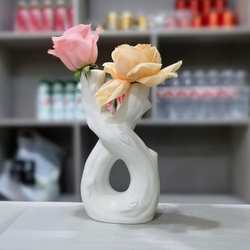 White Branch-Shaped Ceramic Vase，Minimalist Artistic Dried Flower Vases Modern Decorative Ornament for Home Decor, Living Bedroom Room, Shelf, Table (Style-B) - color: Ceramic B