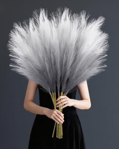 Torontokyo 8Pcs Black Faux Pampas Grass Decor Tall, 35.4” Fluffy Artificial Pompous Grass Branches, Large Pampas Grass Reed Stems for Halloween Gothic Room Decor, Wedding, Baby Shower, Home Boho Decor - color: Black, size: 35.4inch-8Pcs