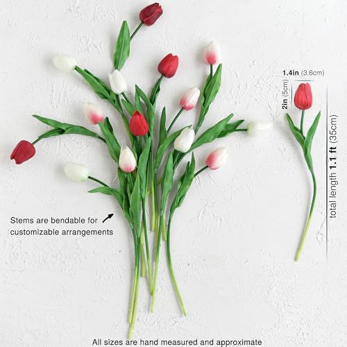 FiveSeasonStuff Real Touch Tulips Artificial Flowers – 15 Stems Faux Tulip Bouquet in Gift Box for Wedding, Home Decor, Party, Floral Arrangements (Charming Lady) - color: #6 Charming Lady