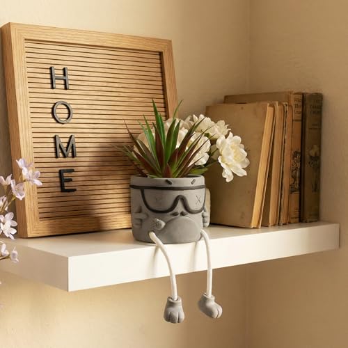 Creative Artificialplant Succulents in Cement Pots with Hanging Leg, Potted Mini Fake Plants Kitchen Shelves Decor, Bathroom Shelf Small Plants Decor, Faux Succulents for Office Wall Shelf Decorations - color: 1pcs-smoking