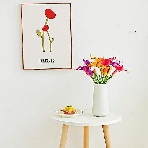ONLY ART Artificial Colorful Calla Lily 20pcs – 13.5" PU Faux Flowers with Flexible Stems, Soft Texture, for New Year and Valentine's Day Home, Wedding & DIY Decor - color: Colorful