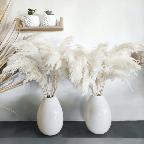 30 Stems 28" inch Large White Pampas Grass Fluffy, Boho Home Decor, Natural Fluffy Pompas Grass Pampas for Living Room Decor, Table Decor, Boho Decor Floor, Party Wedding Decor - size: 30pcs white