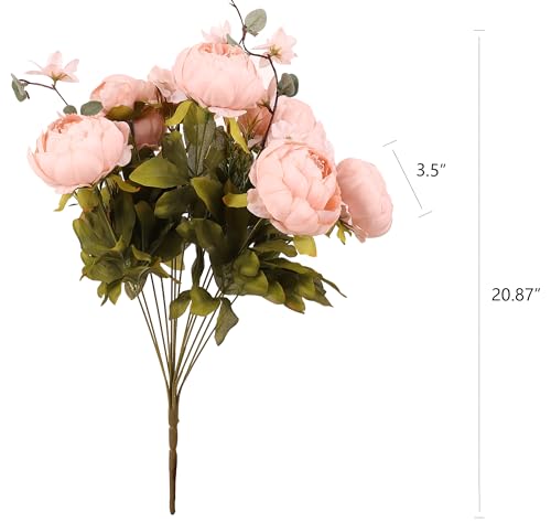 Duovlo Artificial Peony Silk Flowers Fake Flowers Vintage Wedding Home Decoration,Pack of 1 (New Pink) - color: New Pink