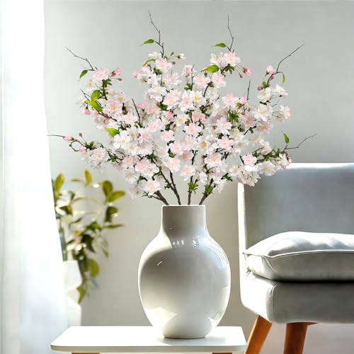 Artificial Cherry Blossom Branches 31.5'', 4 Pack Faux Spring Flowers for Tall Vase, Realistic Flower Stems for Home Decor, Wedding, Easter, Table Centerpiece and Party Decor (Light Pink) - color: Light Pink
