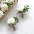 Floroom Set of 6 Ivory Rose Boutonnieres for Best Men Groom Groomsmen White Wedding Prom - color: 6 Boutonnieres