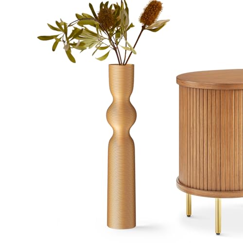 Gold Resin Floor Vase, 23.62'' Tall Decorative Vase, Ideal for Dried Pampas Grass & Home Decor, Modern Tall Floor Vase for Living Room/Entryway - color: Gold