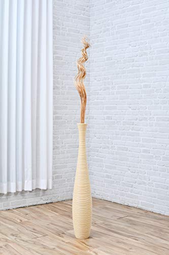 Leewadee Tall Vase Filler, Wavy Palm Leaves – 2 Bunches of Colored Curly Twigs for Floor Vases, Dried Arrangements for for Vintage Or Modern House Decor, 39 inches, Ecru - color: Ecru, style: Branches