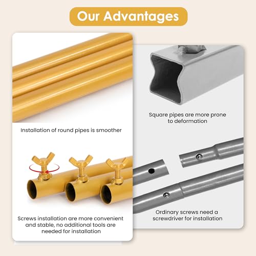 4.95 * 6.56 FT Backdrop Frame Stand, Wedding Decor Metal Arbor Flower Stand, Balloon Arch Backdrop, Golden - size: Double Rectangle