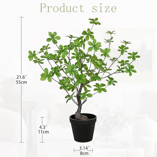 Artificial Plants Indoor with Pot, Faux Plants Indoor Tabletop, 21.6" Tall Fake Potted Plants, Silk Artificial Desk Plant Bonsai Tree for Home & Office, Farmhouse, Bedroom, Living Room Table Decor - color: #Green Bonsai Tree