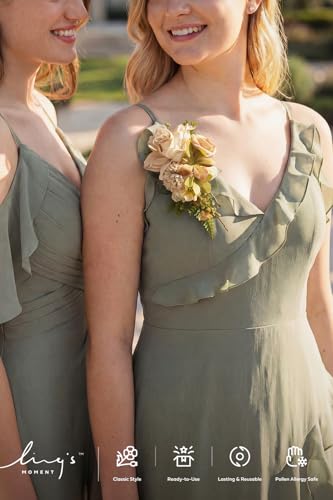 Ling's moment 2pcs Prom Wrist/Shoulder Corsage Artificial Flower, Girl/Mother Homecoming/Wedding Corsage Wristlet Décor, etc. Sand Beige - color: Pk-sand Beige