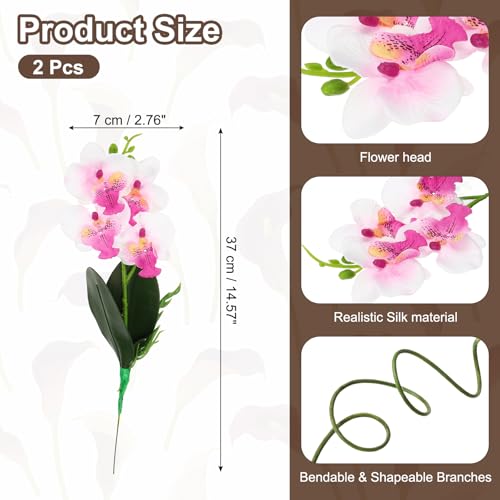 uxcell 2 Pcs Artificial Phalaenopsis Fake Flowers, 15 Inch Real Touch Artificial Floral Fake Bouquet for Wedding Bride Shower Gift Home Decor DIY Crafts, White - color: White, size: 15 Inch