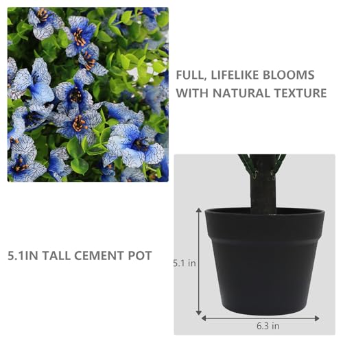 24" Artificial Potted Plants Outdoor Set of 2, UV Resistant Faux Blue Daisy Mums Flowers with Eucalyptus, Decorative Plants in Pots for Front Porch, Patio & Entryway - color: Blue, size: 24in Daisy Eucalyptus