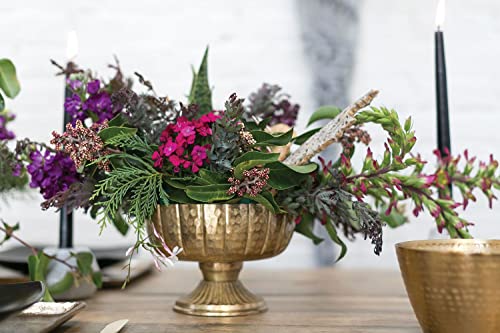 Accent Decor Distressed Gold Metal Compote Bowl | Gold Compote Vase l Lita Metal Vase l Indoor and Outdoor Compote for Any Event - color: Gold Compote, size: 7.75"x 5.75"