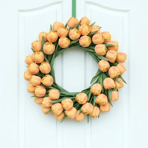 12 Pcs 15 Inch Orange Tulips Artificial Flowers for Home Decor | Silk Realistic Artificial Fall Flowers, Multilayer Petals, for Home Office, Parties, Floral Arrangements, Table Centerpieces - color: Orange
