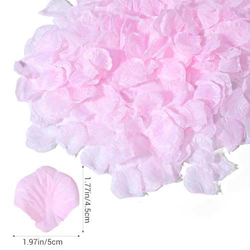 Xindojuz 2000 Pcs White Rose Petals for Wedding, 2" Artificial Silk Fake Flower Petals Romantic Decorations for Home Party Engagement Birthday Event Anniversary Party Backdrop Supplies(Pink)