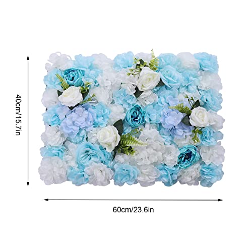 Flower Wall Panel Floral Backdrop,6Pack Faux Flower Panel,Blue and White Flower Wall Decor,Artificial Flower Backdrop Faux Flower Panel for Wedding - color: 6pcs White, Light Blue