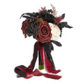 Wedding Bouquets for Bride and Bridesmaid - Black and Burgundy Gothic Bridal Flowers, Artificial Rose Bouquet - color: Red Black Rose