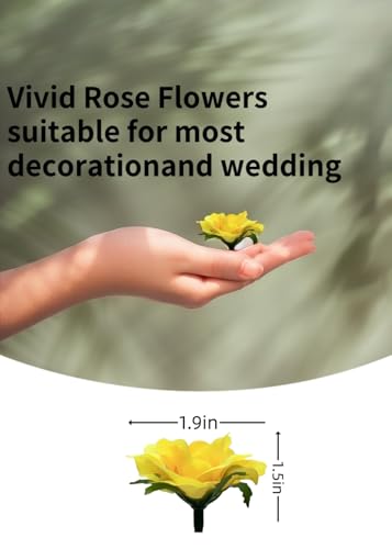 100 Pcs Mini Yellow Roses Artificial Flowers Bulk, 1.9" Small Silk Fake Roses Flower Heads for Decoration, Wedding Centerpieces Bridal Shower Party Home Decor,DIY Crafts(Yellow) - color: Yellow