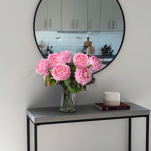 YalzoneMet 3.5'' Big Bloom Rose Artificial Flowers Pink 4Pcs Real Touch Rose Faux 17.7 Inch Long Stem Austen Roses Peonies Fake Flowers for Home Kitchen Party Christmas Flower Wedding Decor - color: Pink