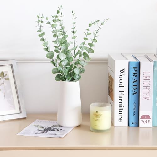 CEWOR 8pcs Eucalyptus Stems Decor 14.1 Inch Artificial Eucalyptus Leaves Fake Greenery Branches for Wedding Centerpiece Flower Floral Arrangement Farmhouse Home Decoration - color: Grey Green, size: 8 pcs