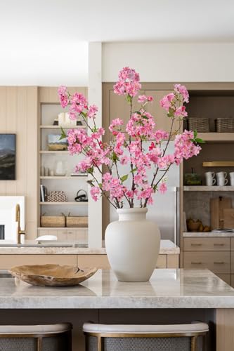 39" Tall Cherry Blossom Branches for Vase Faux Cherry Flowers Pink Peach Blossom for Floral Arrangements Artificial Apple Blossom Silk Tall Stems for Home Wedding Table Decor-3 Pcs - color: L-pink02 #3