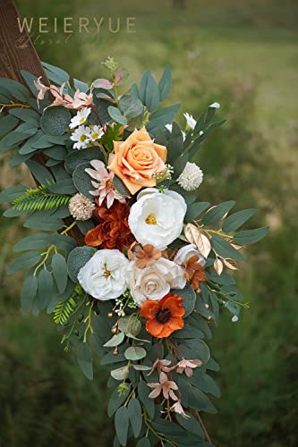 Artificial Wedding Arch Flowers Kit(Pack of 2) for Wedding Arch, Bridal Shower, Ceremony and Reception Backdrop Decoration (Caramel & White) - color: Caramel & White