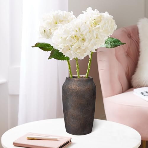 Briful Rustic Vintage Ceramic Vase, 9.06'' Farmhouse Table Decor with Wide Mouth, Large Decorative Vase for Home Decor, Living Room, Entryway & Shelf Styling, Brown - color: 9.06'' Brown