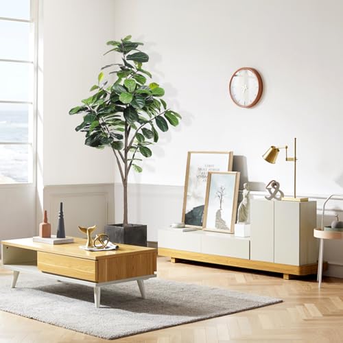LYERSE Faux Fiddle Leaf Fig Tree 7ft - Artificial Ficus Lyrata Plant in Pot - Fake Fig Tree for Indoor Modern Home House Office - size: 7ft