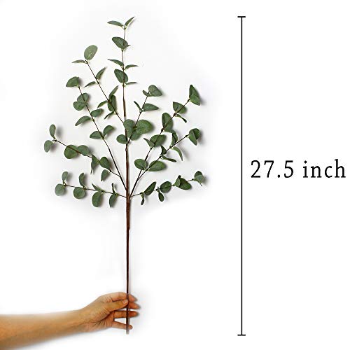 6 Pcs 27" Eucalyptus Stems Greenery Stems Eucalyptus Leaf Spray in Green Silk Plastic Plants Floral Artificial Plants for Home Party Wedding Decoration - color: Green - 6 Pcs