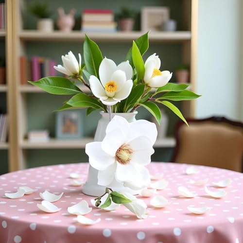 White Artificial Magnolia Fake Silk Flower Single Floral Home Decor Living Room Bedroom Garden Party Wedding Decoration in Pots Vase for Desk Table, Artificial Flowers, Home Décor Products