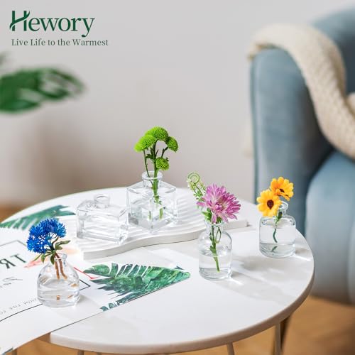 Small Glass Bud Vases for Centerpieces - Hewory 20pcs Clear Sturdy Cute Flower Vases Bulk, Mini Bottle Vase for Wedding Home Decor Birthday Party Events Mother's Day Bridal Shower Gifts Table Decor - color: Clear, size: Mini-20pcs