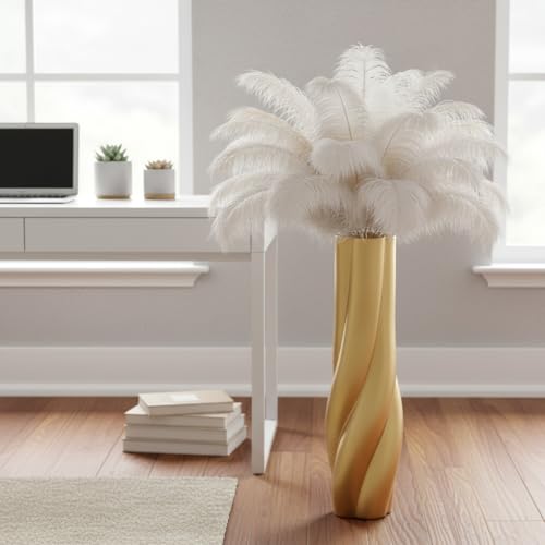 Gold Floor Vase, 24 Inch Tall Resin Home Decor Vase, Tall Floor Vases for Living Room, Office, Bedroom Decor with 5" Opening for Dried Pampas Grass, Branches & Feathers - color: Gold
