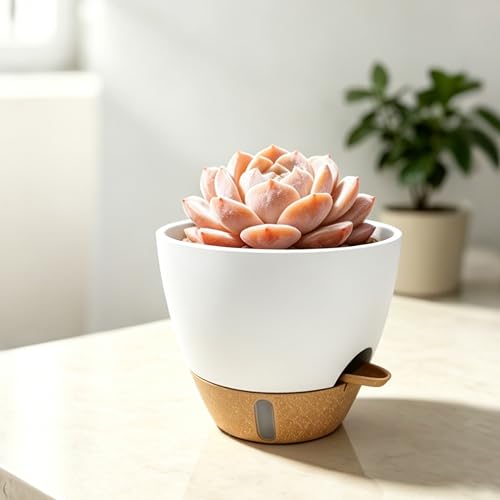 4-Pack Large Self Watering Pots for Indoor Plants, 12/10/9/8 Inch Planters with Visible Water Level Window, Automatic Watering System for Monstera, Fiddle Leaf, Herbs, Succulents, White - color: White+