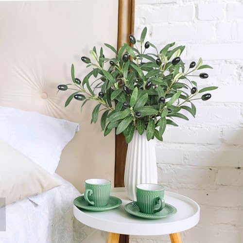 Betylifoy 12 Pack Artificial Olive Branches Faux Olives Plants Greenery Stems with Fruits 11.8" Fake Olive Tree Branches Leaves for Vase Bouquets Wedding Home Greenery Decor