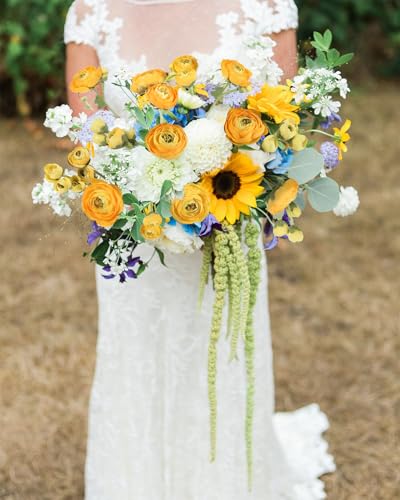 5PCS Ranunculus Artificial Flowers 60Heads Yellow Faux Peonies with Stem Real Touch 21.65" Silk Ranunculus Fake Flowers for DIY Craft Wedding Floral Arrangements Home Table Decor(Yellow) - color: Yellow