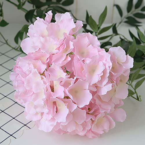 FagusHome Silk Hydrangea Heads 36 Pcs Artificial Flowers Heads and 3 Dozens Stems Fake Hydrangea Flowers with Stems for Home Wedding Decor (Light Pink) - color: Light Pink