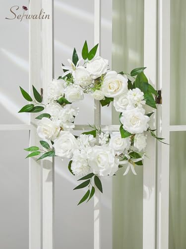 Serwalin White Flowers Artificial, Fake Roses Flowers for Wedding Cake Decoration, Silk Flowers for Wedding Bouquets Baby Shower Centerpieces Floral Arrangements Party Decor - color: A Blooming Bright White, size: 1 Box