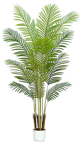 5FT Faux Palm Tree Indoor with White Pot, Realistic Leaves, 12 Trunks and Adjustable Branches, Tall Artificial Plant for Living Room Office Bedroom Aesthetic Decor - color: 5ft Palm Tree