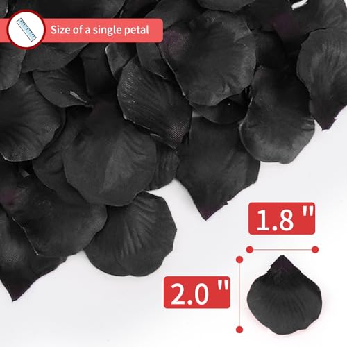 1000 Pcs Artificial Fake Rose Petals,Flower Petals for Romantic Night, Engagement, Party, Wedding, Event Flower Decorations, in Bulk(Black) - color: Black, size: 1000Pcs