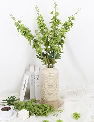 6PCS Green Flowers Artificial Delphinium, 34.25" Tall Green Stem Floral Faux Delphinium Silk Flowers for Tall Vase for Wedding Centerpieces Home Decor Indoor Outdoors - color: Green