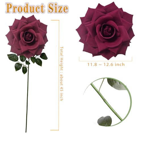 1 PCS 42-inch Giant Rose Large Decorative Flower, Wedding Window Display Background Decoration Rose, Valentine's Day (Dark red) - color: 03 Rose
