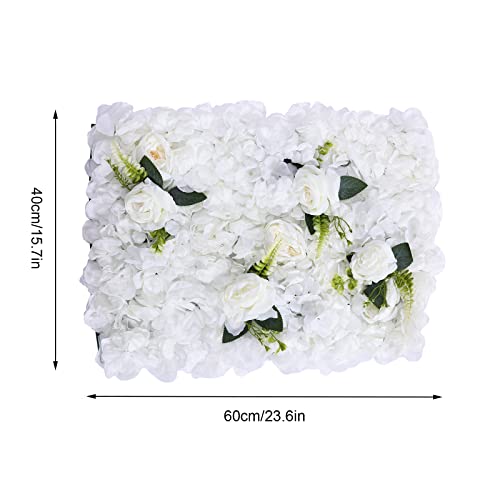 Artificial Flower Wall Panels, 6 Pcs White Peony Rose Flower Leaves Wall Mat Decorative Faux Flower Wall Backdrop for Party Wedding 24" X 16" - color: 6 Pcs White Green
